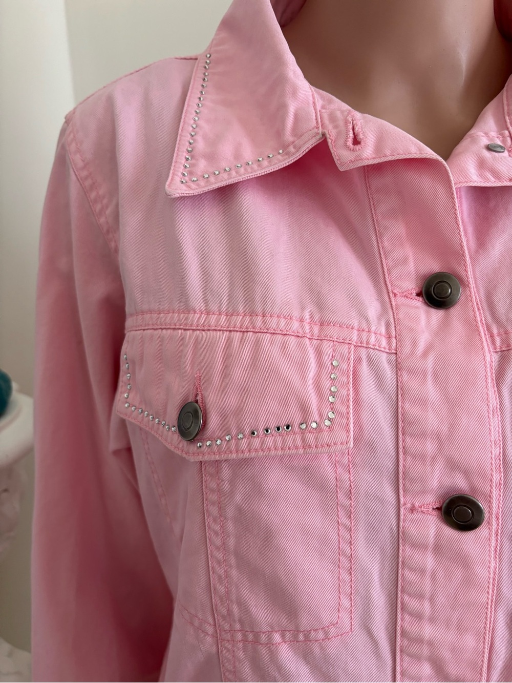 Pink Women's Button-Front Jacket - Picture 4 of 13